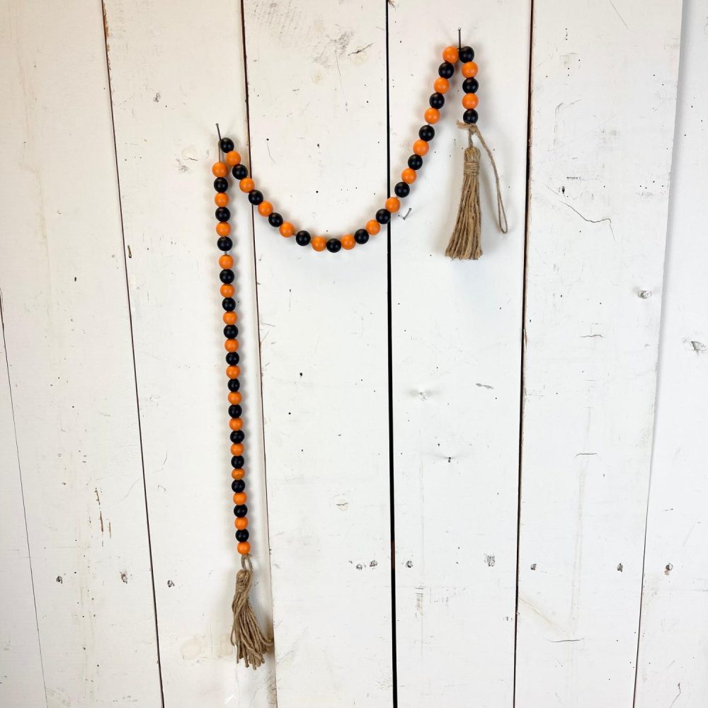 Bead Garlands | Black and Orange Bead Garland with Tassels Bead Garlands Bead Garlands