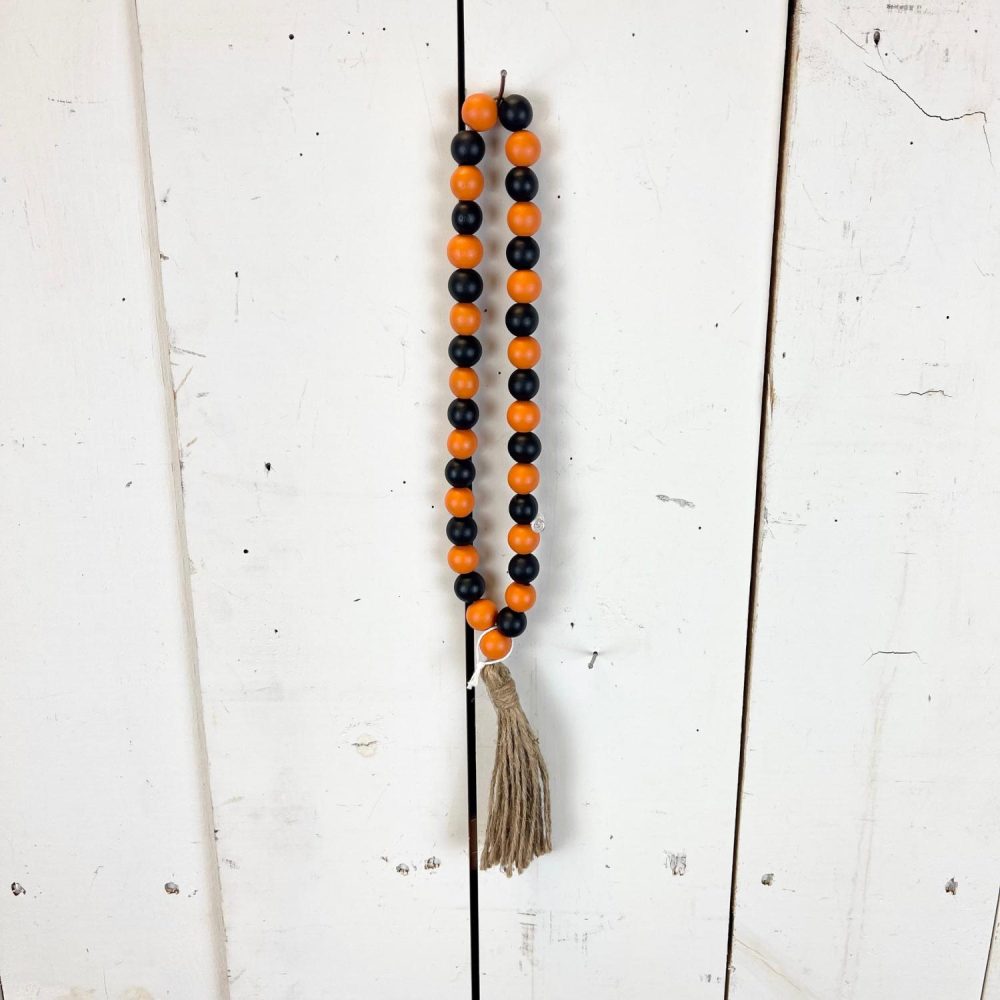 Bead Garlands | Black and Orange Bead Loop with Tassel Bead Garlands Bead Garlands