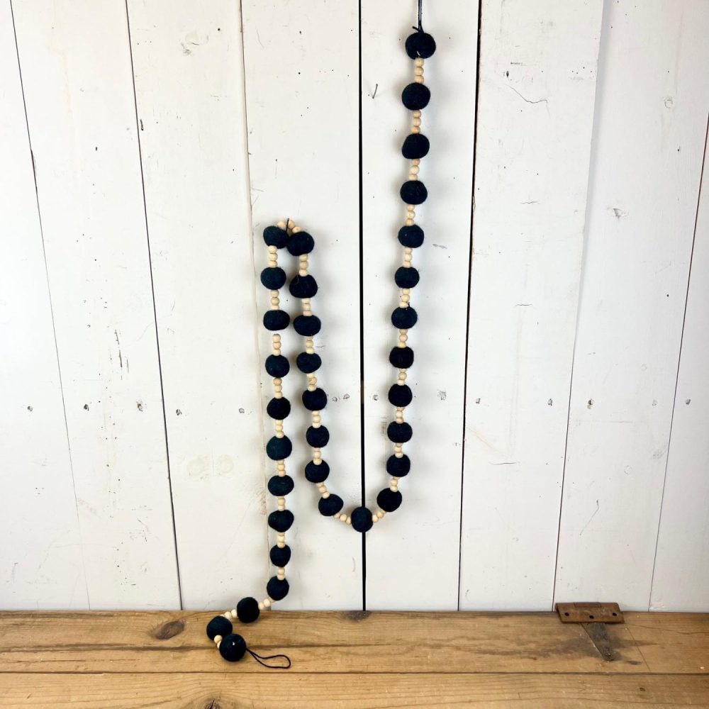 Bead Garlands | Navy Wool Felt Bead Garland Bead Garlands Bead Garlands