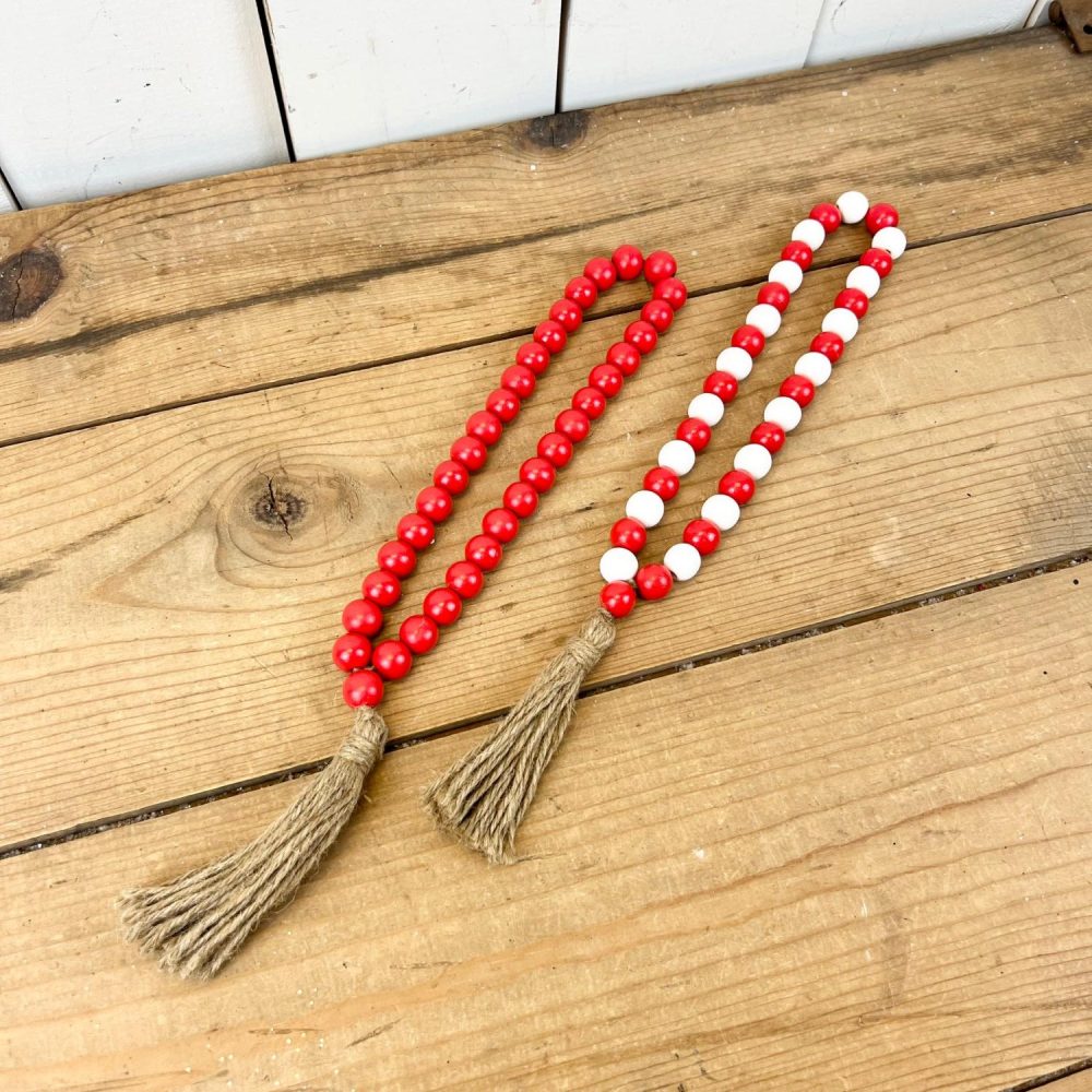 Bead Garlands | Red Beaded Loop with Valentine Tassel Bead Garlands Bead Garlands