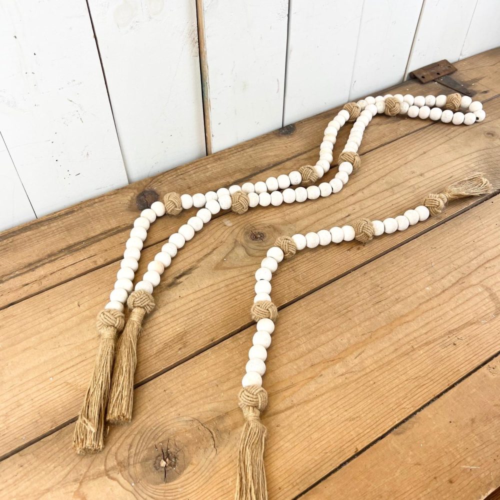 Bead Garlands | White Bead Garlands with Jute Bead Garlands Bead Garlands