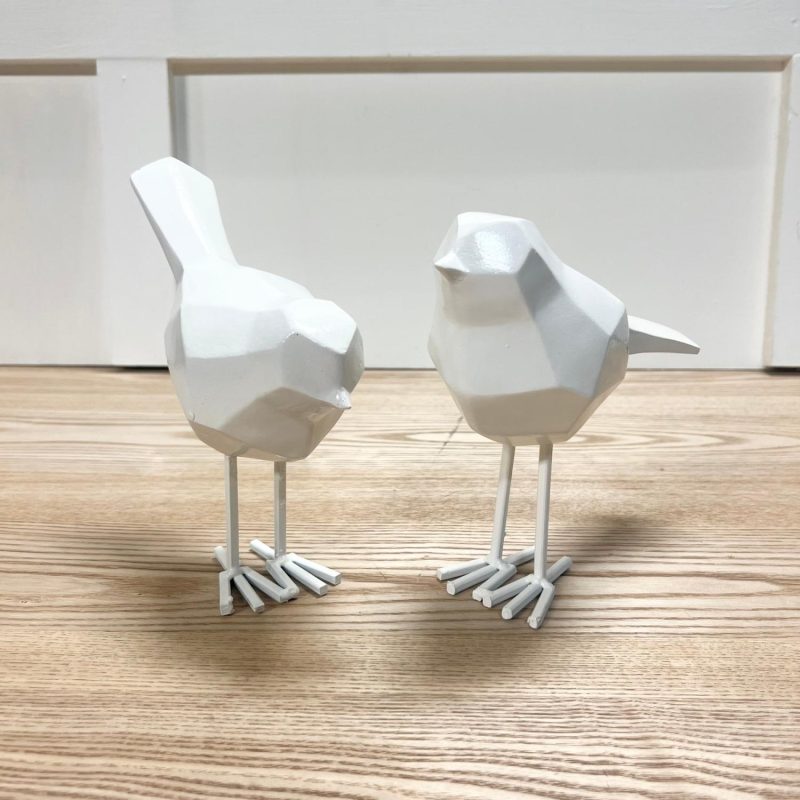 Birds | White Geometric Birds – Set of 2 Home Decor Birds