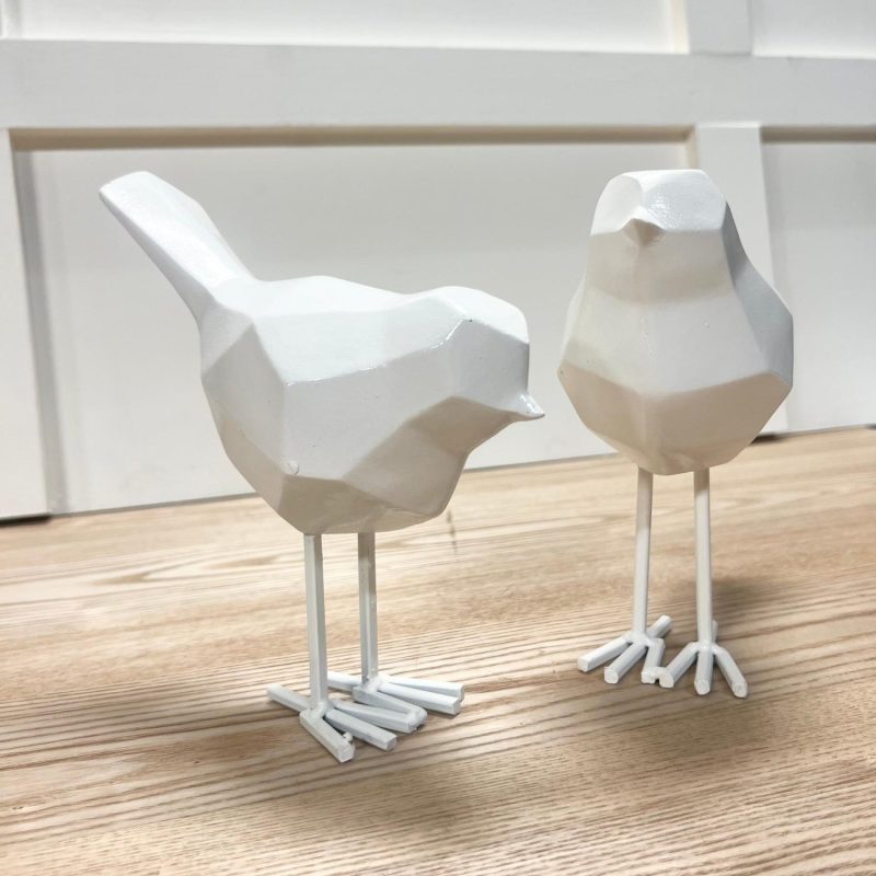 Birds | White Geometric Birds – Set of 2 Home Decor Birds