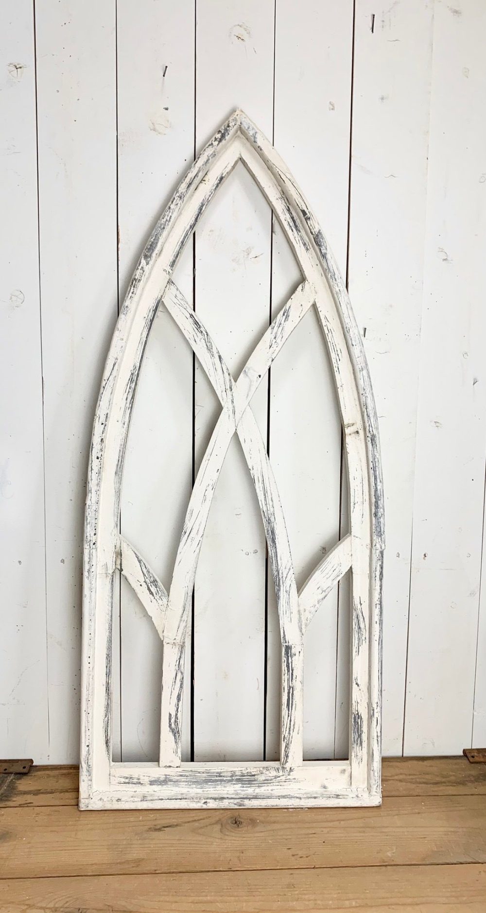 Church Windows | Large White Distressed Pointed Church Window Church Windows Church Windows