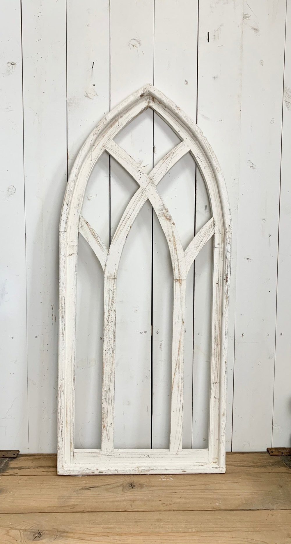 Church Windows | Large White Distressed Rounded Church Window Church Windows Church Windows