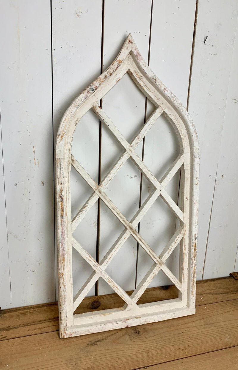 Church Windows | White Distressed Criss Cross Church Window Church Windows Church Windows