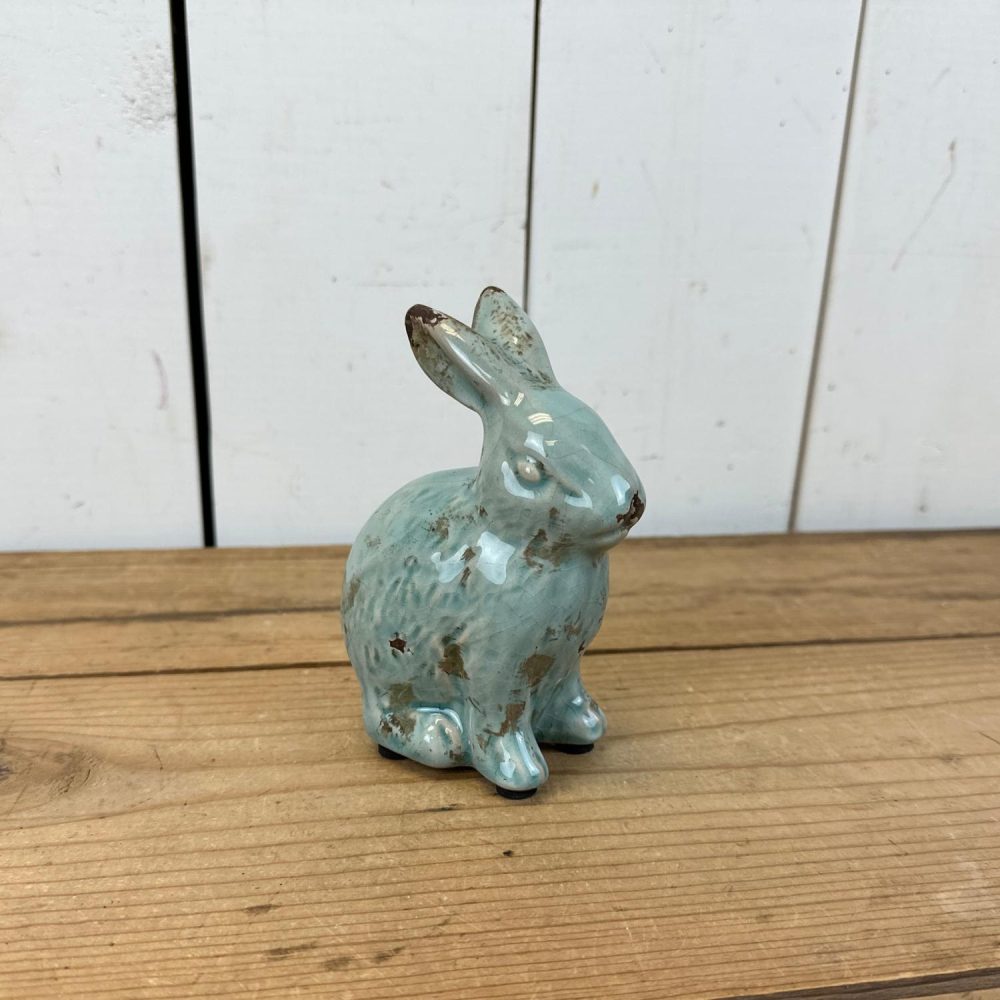 Decorative Objects | Distressed Teal Bunny Decorative Objects Decorative Objects