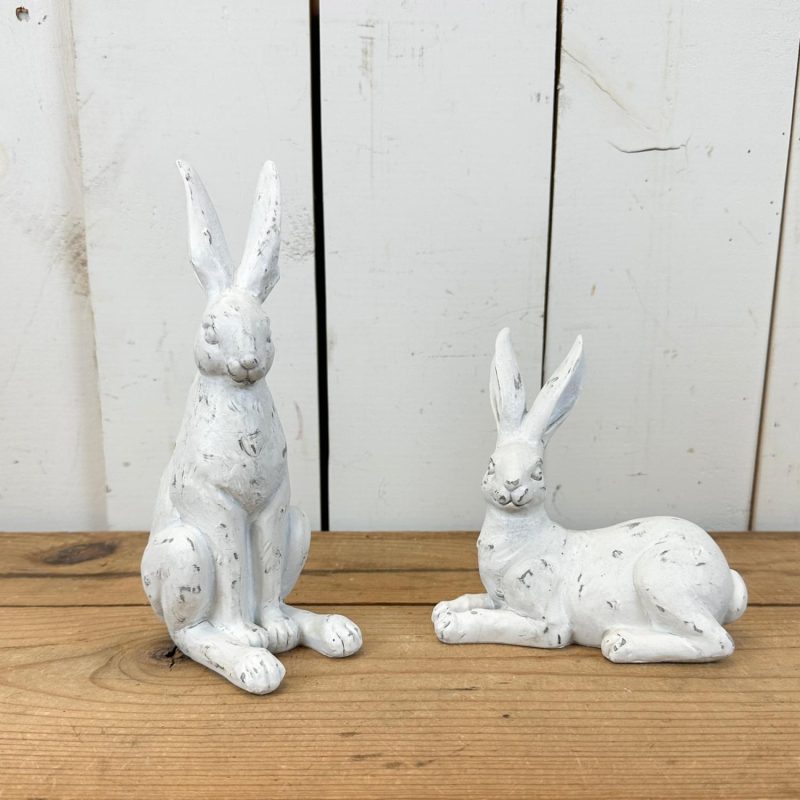 Decorative Objects | Distressed White Bunnies Set of 2 Decorative Objects Decorative Objects