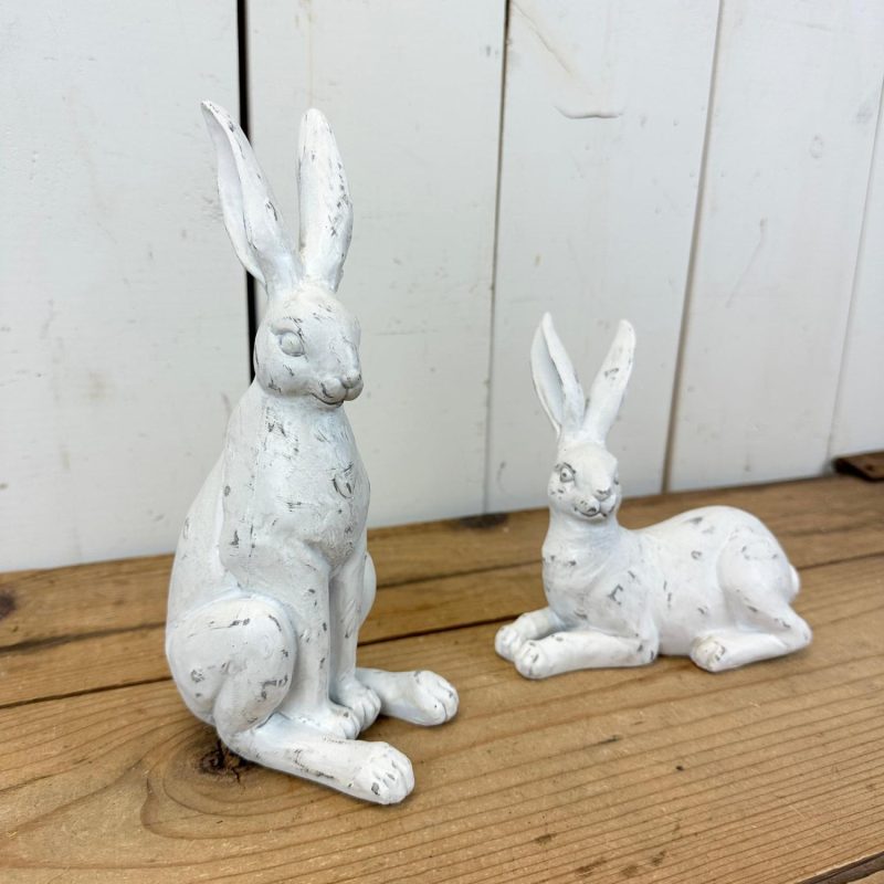 Decorative Objects | Distressed White Bunnies Set of 2 Decorative Objects Decorative Objects