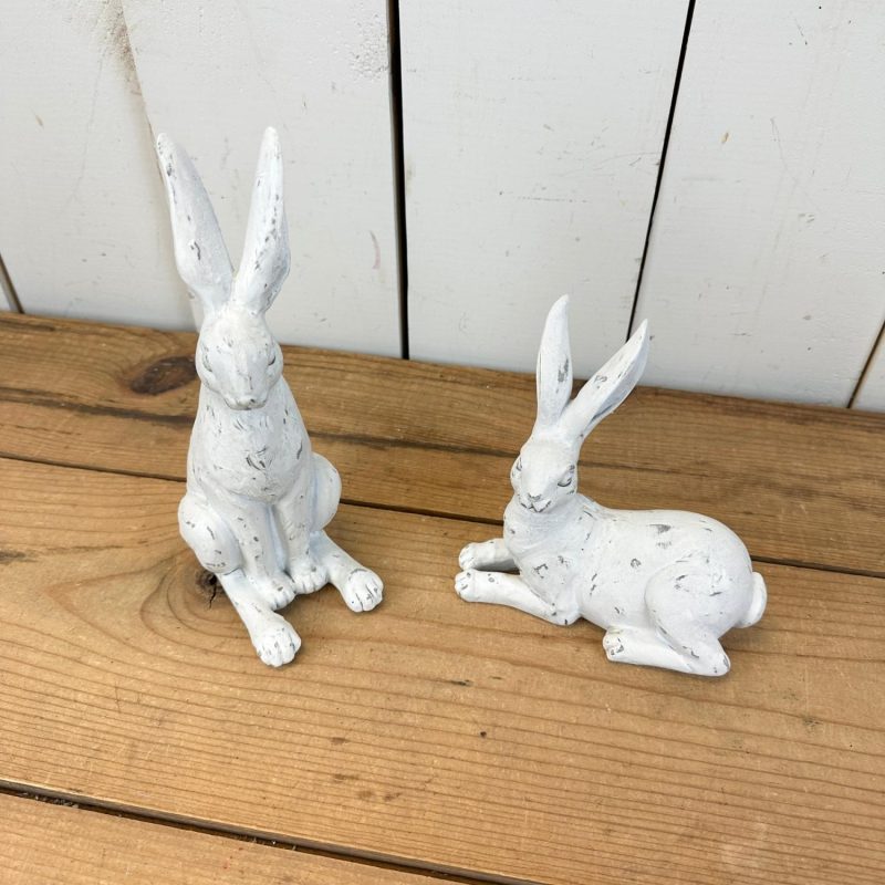 Decorative Objects | Distressed White Bunnies Set of 2 Decorative Objects Decorative Objects