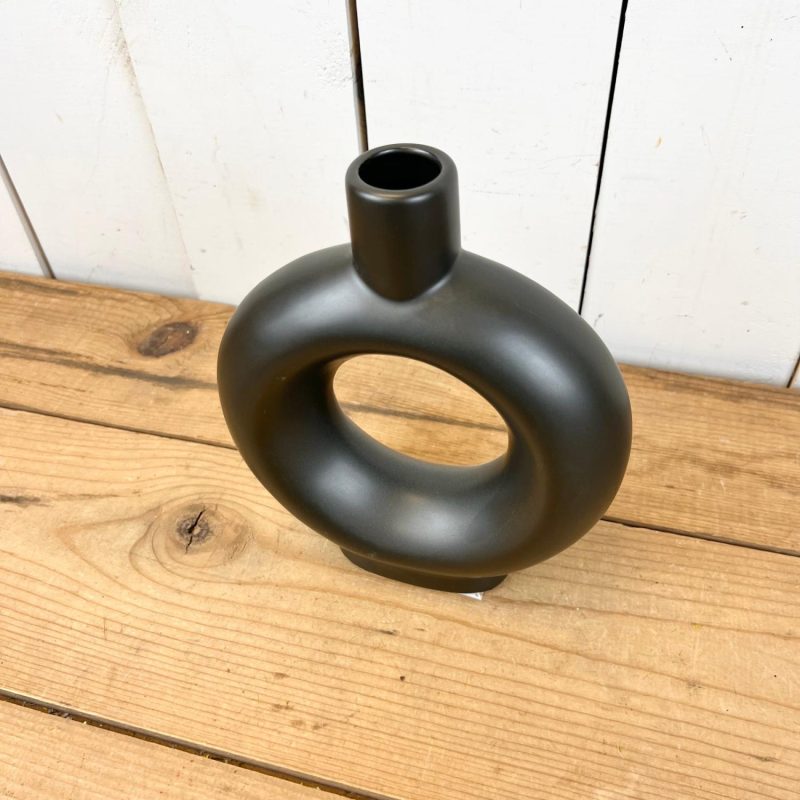 Decorative Objects | Matte Black Round Donut Vase Decorative Objects Decorative Objects