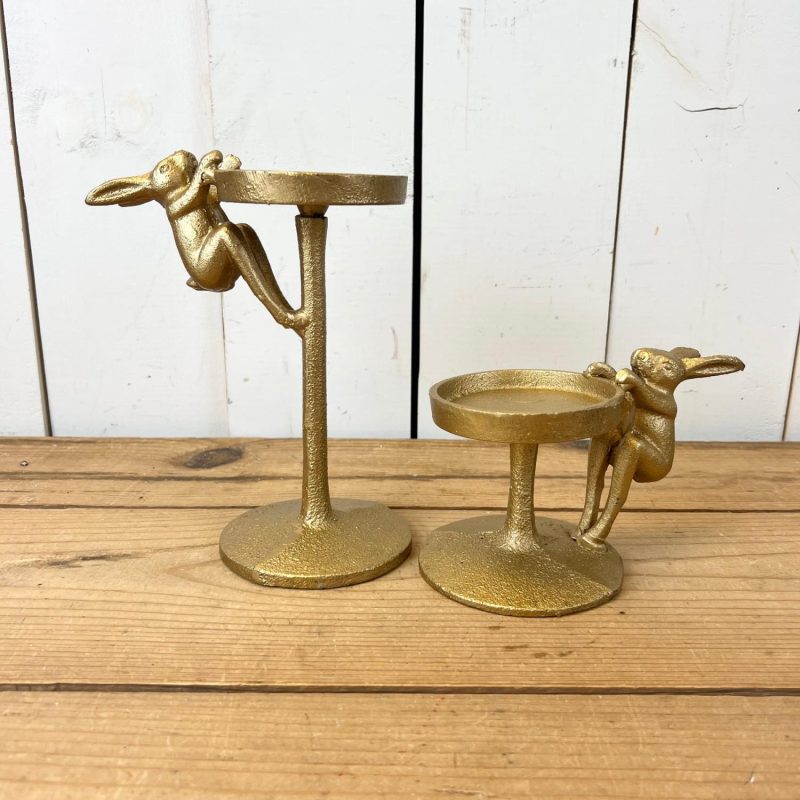 Decorative Objects | Set of 2 Gold Bunny Candleholders Decorative Objects Decorative Objects