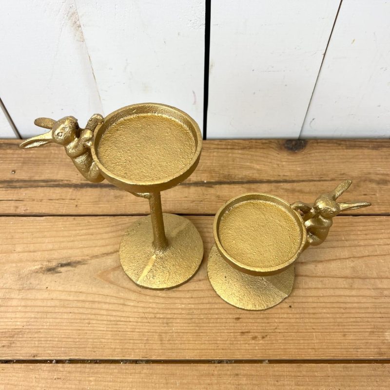 Decorative Objects | Set of 2 Gold Bunny Candleholders Decorative Objects Decorative Objects