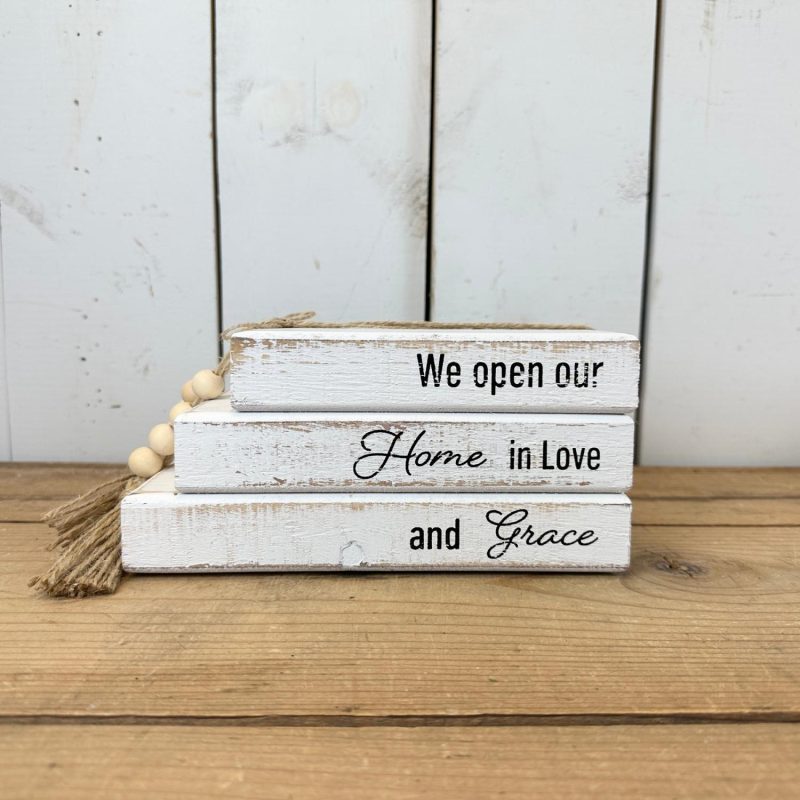 Decorative Objects | Wood Book Stacks With Sayings Decorative Objects Decorative Objects