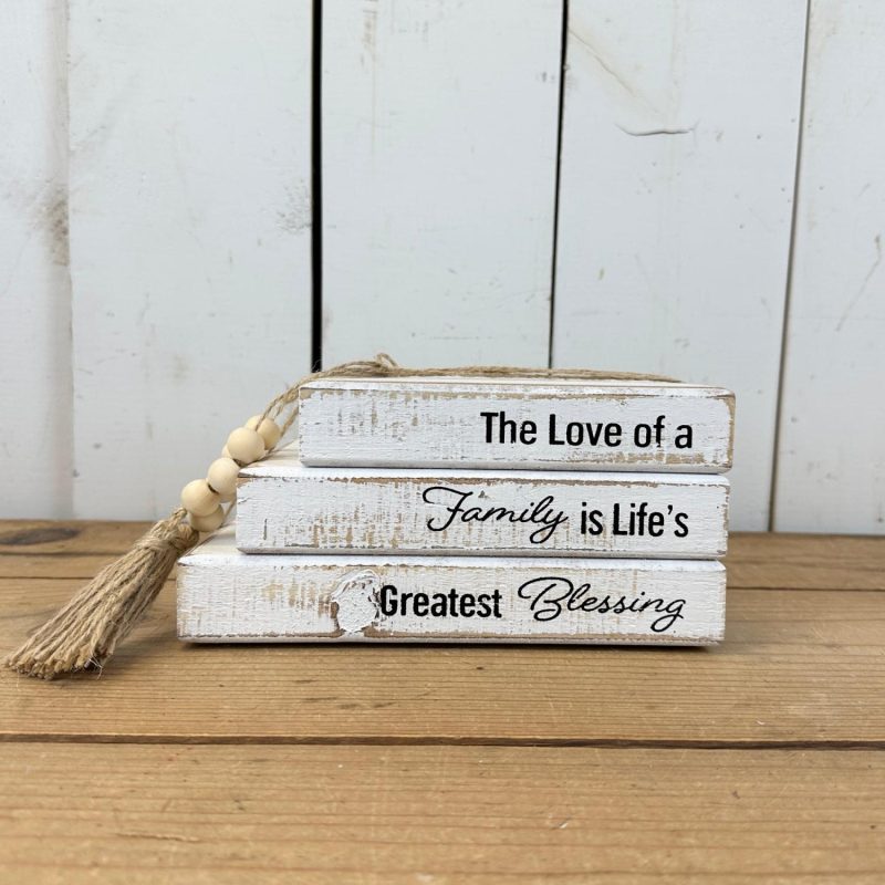 Decorative Objects | Wood Book Stacks With Sayings Decorative Objects Decorative Objects