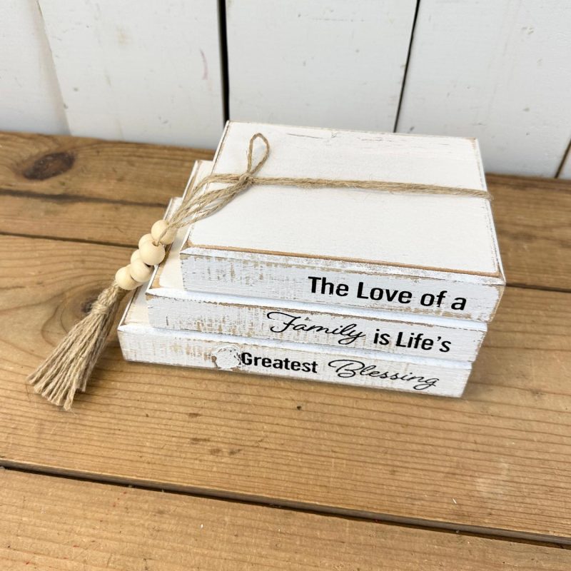 Decorative Objects | Wood Book Stacks With Sayings Decorative Objects Decorative Objects