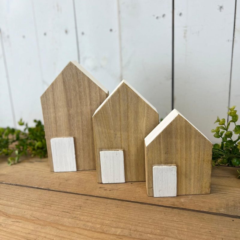 Decorative Objects | Wood Houses – Set of Three Decorative Objects Decorative Objects