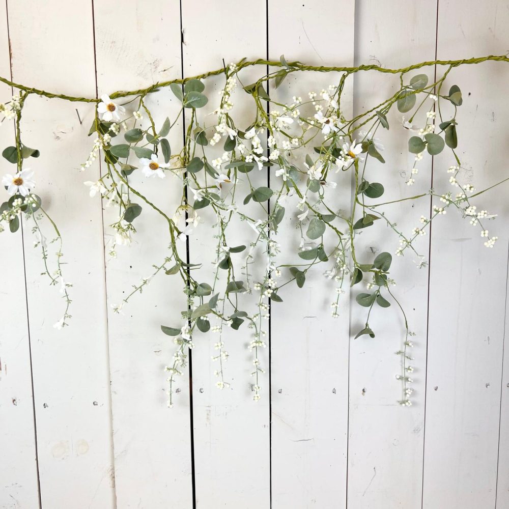 Garlands | Daisy Eucalyptus Garland Florals & Greenery Garlands