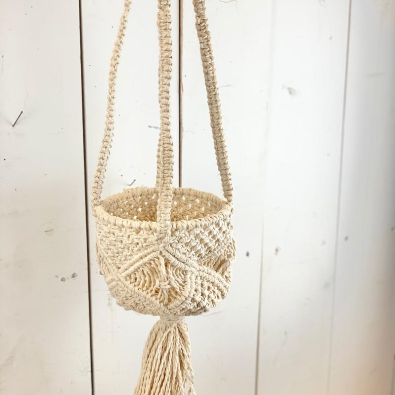 Macrame | Ivory Macramé Basket Hanger Home Decor Macrame