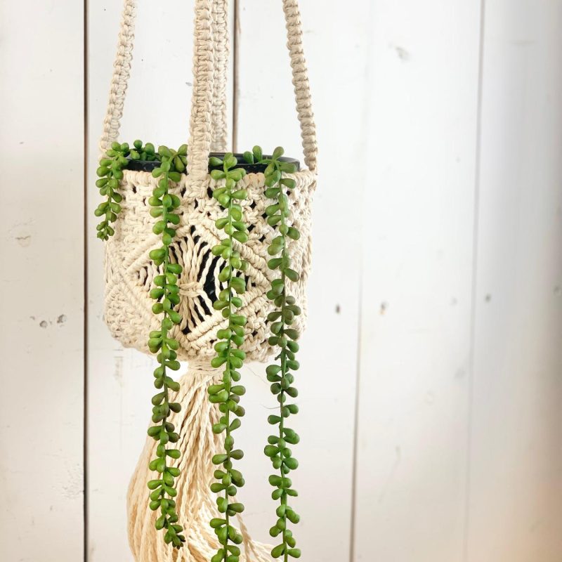 Macrame | Ivory Macramé Basket Hanger Home Decor Macrame