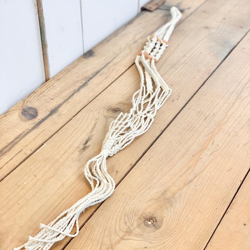 Macrame | Ivory Plant Hanger with Terracotta Beads Home Decor Macrame