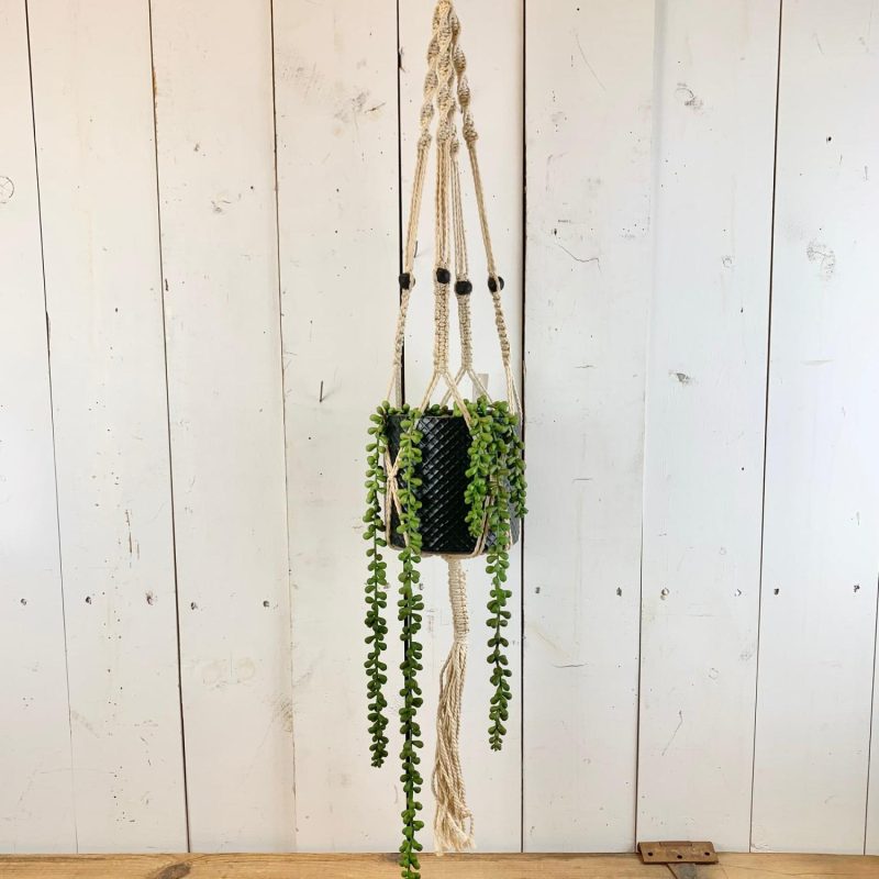 Macrame | Macramé Hanger with Black Bead Home Decor Macrame