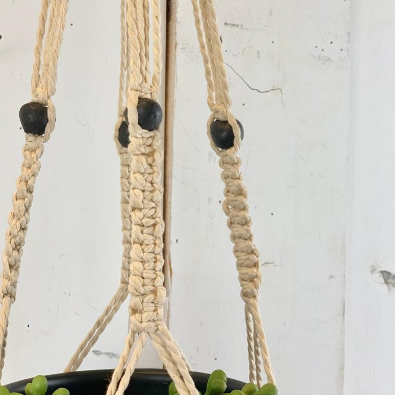 Macrame | Macramé Hanger with Black Bead Home Decor Macrame