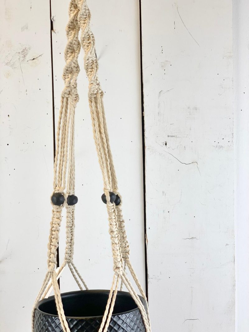 Macrame | Macramé Hanger with Black Bead Home Decor Macrame