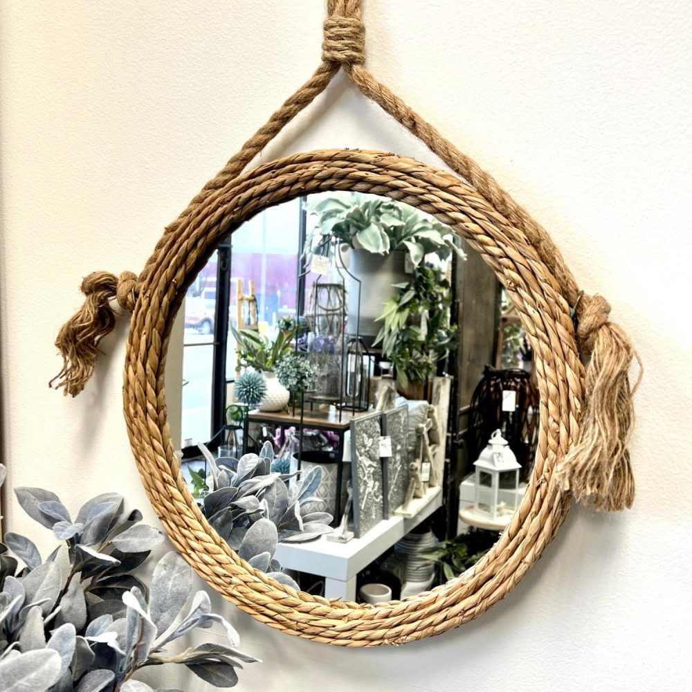 Mirrors | Round Mirror with Rope and Handle Mirrors Mirrors