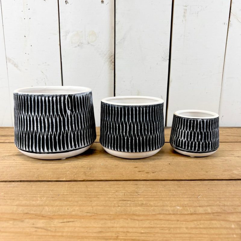 Pottery | Black and White Textured Pots Home Decor Pottery