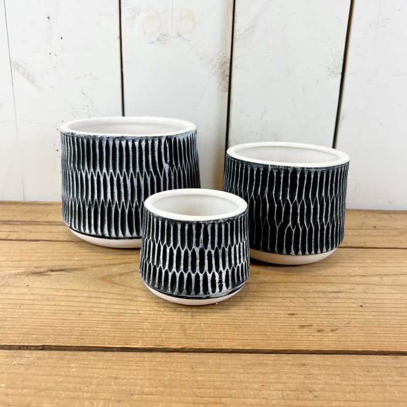 Pottery | Black and White Textured Pots Home Decor Pottery