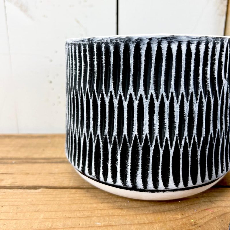 Pottery | Black and White Textured Pots Home Decor Pottery