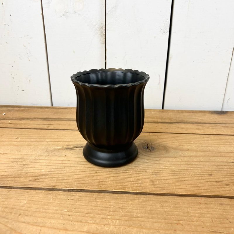 Pottery | Black Fluted Urns Home Decor Pottery