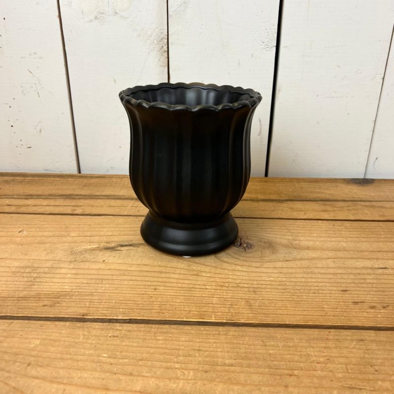 Pottery | Black Fluted Urns Home Decor Pottery