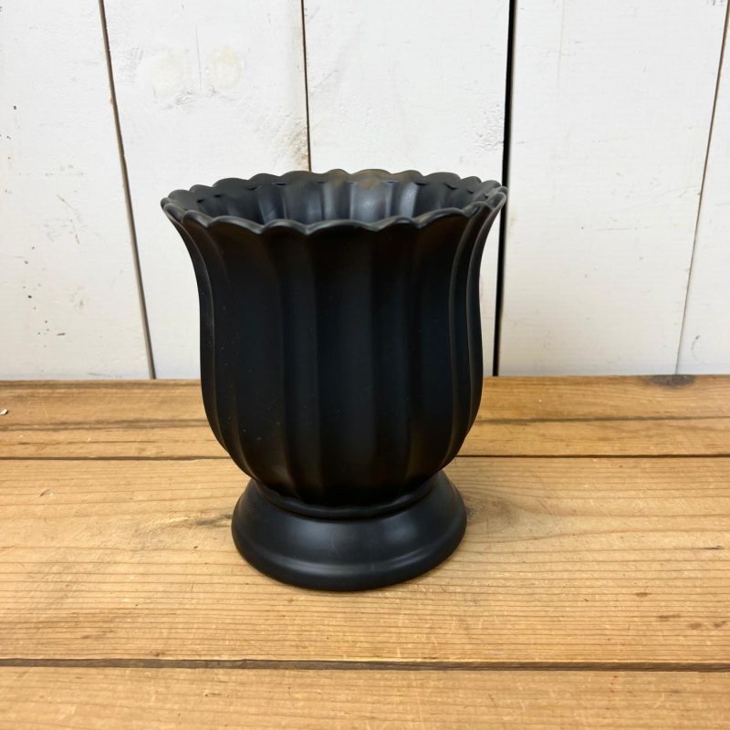 Pottery | Black Fluted Urns Home Decor Pottery