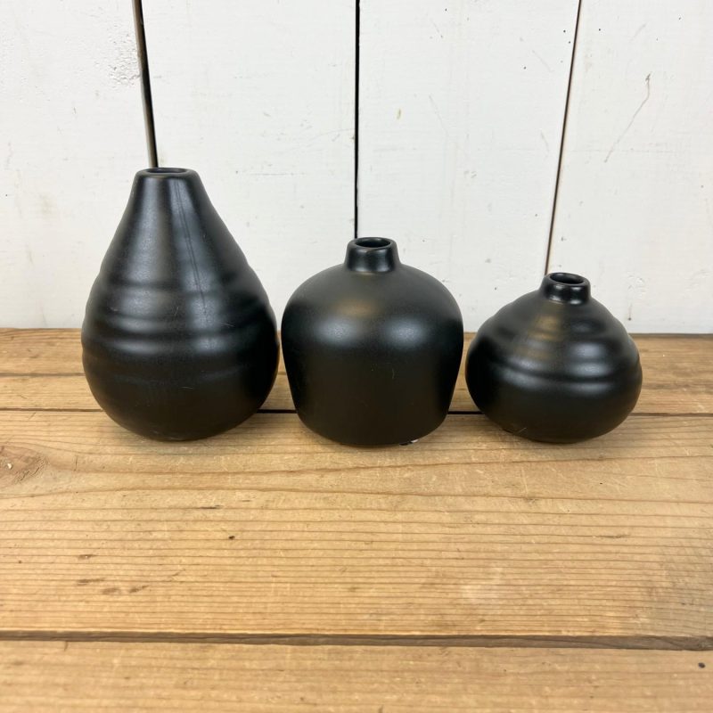 Pottery | Black Matte Mini Vases Home Decor Pottery