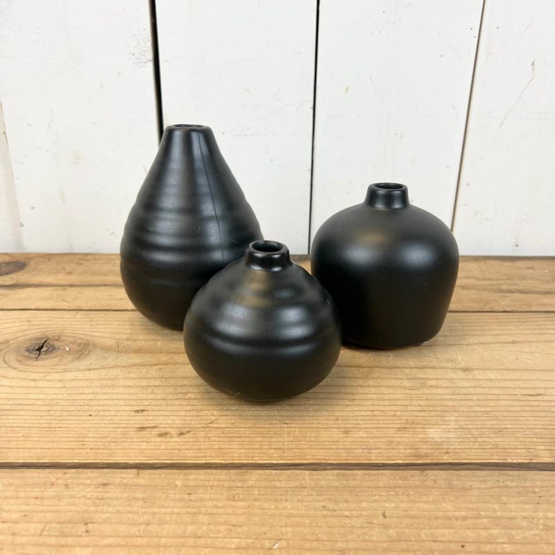 Pottery | Black Matte Mini Vases Home Decor Pottery