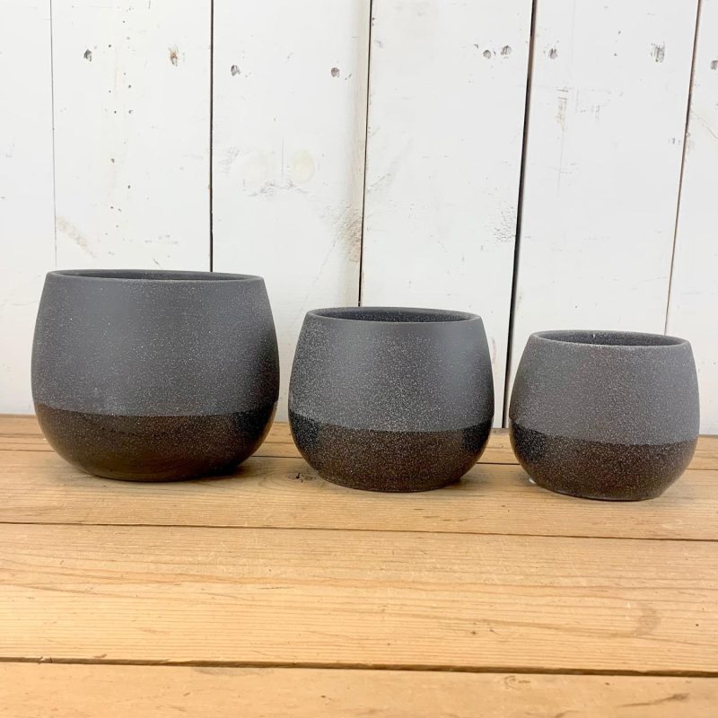 Pottery | Black Speckled Two-Toned Pots Home Decor Pottery