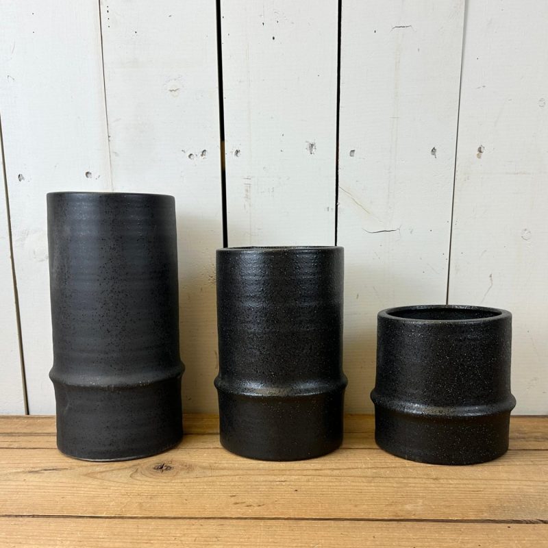 Pottery | Black Textured Canister Vases Home Decor Pottery