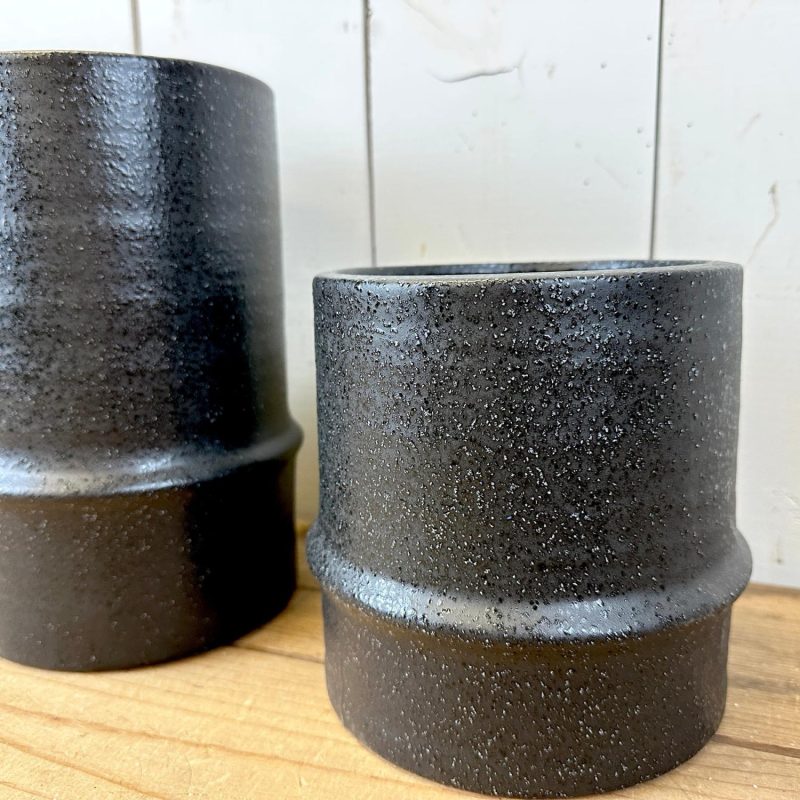 Pottery | Black Textured Canister Vases Home Decor Pottery