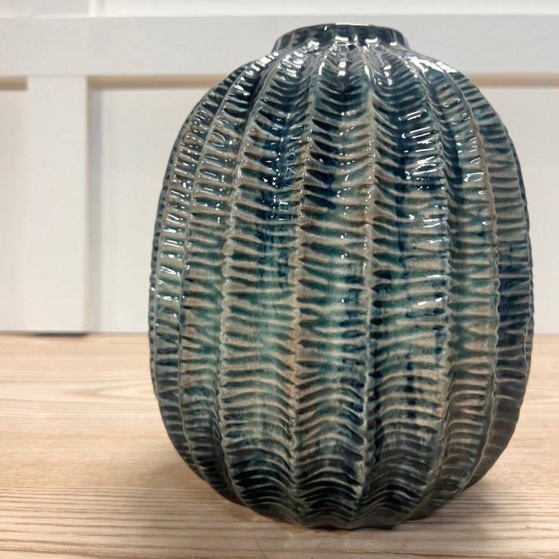 Pottery | Blue Pattered Vase Home Decor Pottery