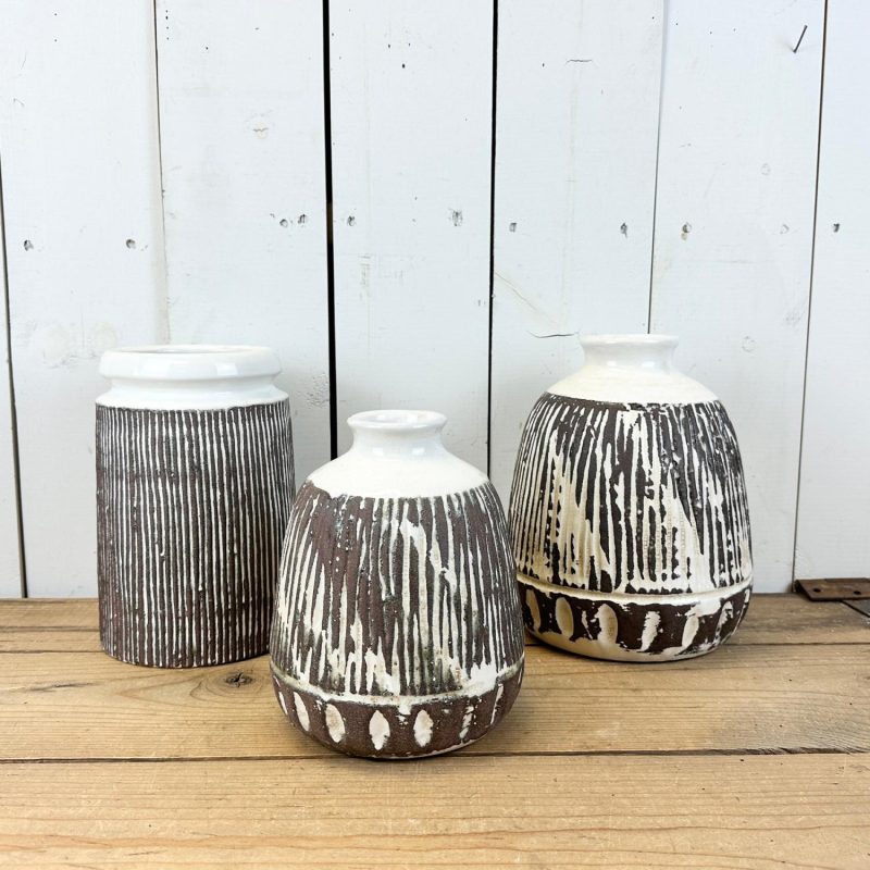 Pottery | Brown and Cream Vases Home Decor Pottery