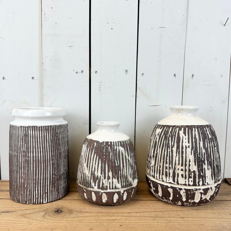 Pottery | Brown and Cream Vases Home Decor Pottery