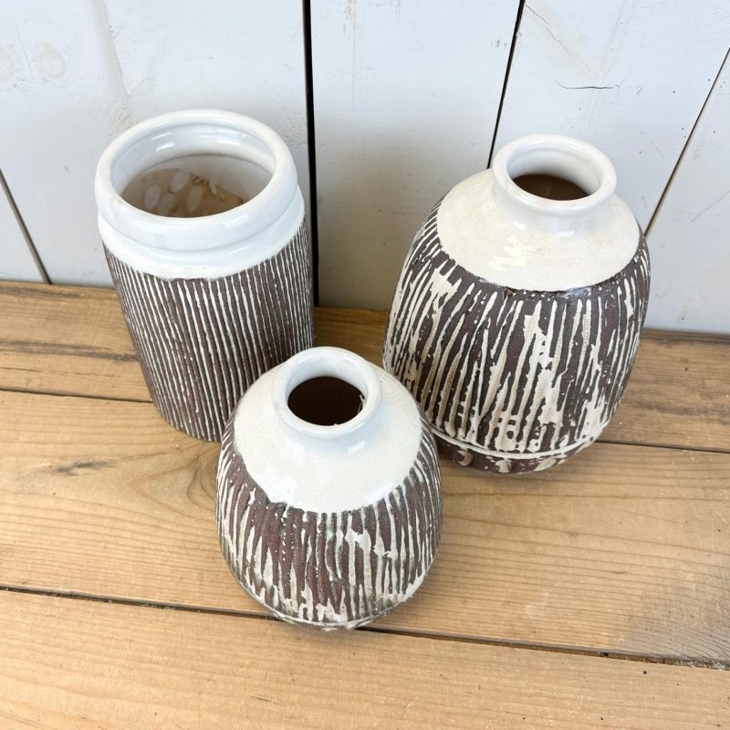 Pottery | Brown and Cream Vases Home Decor Pottery