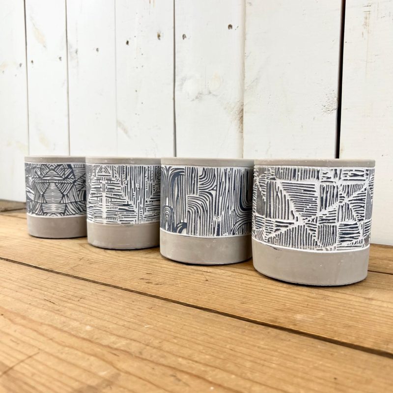 Pottery | Cement Blue and White Pots Home Decor Pottery