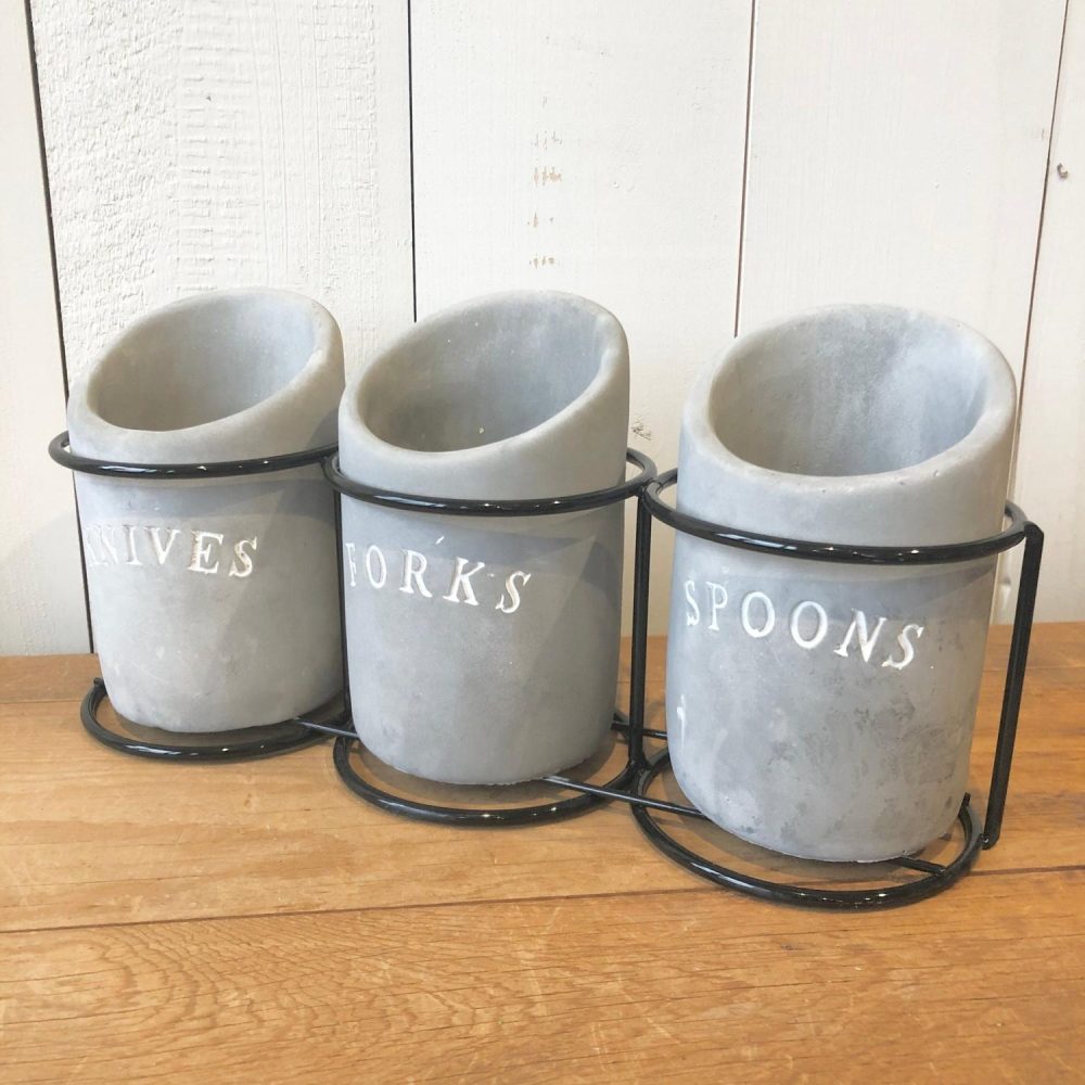 Pottery | Cement Silverware Holder Home Decor Pottery