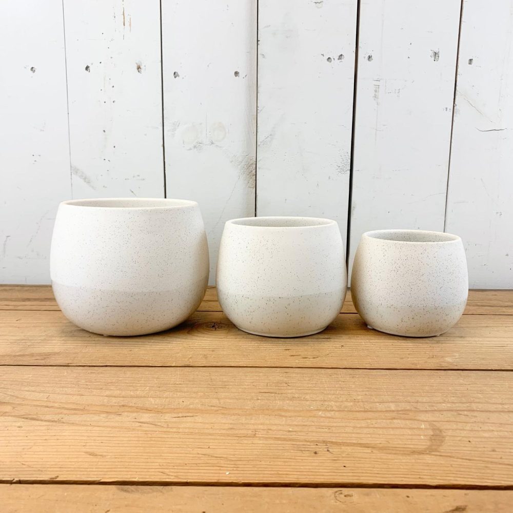 Pottery | Cream Speckled Two-Toned Pots Home Decor Pottery