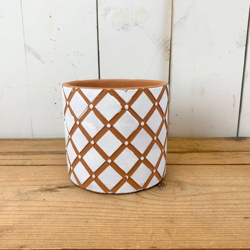 Pottery | Geometric Distressed Terracotta Pots Home Decor Pottery