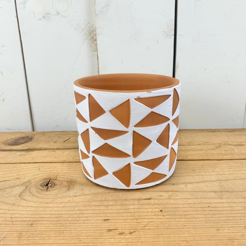 Pottery | Geometric Distressed Terracotta Pots Home Decor Pottery