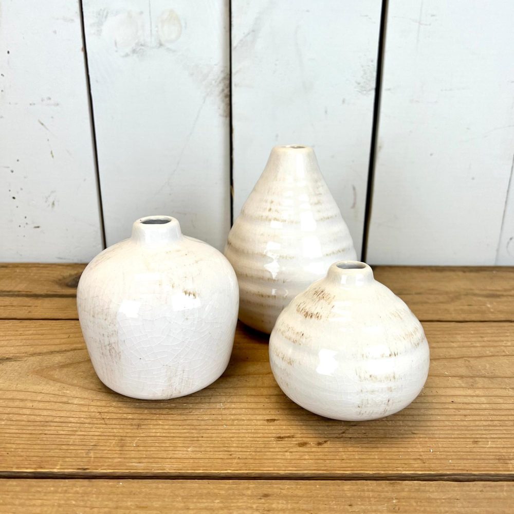 Pottery | Gloss White Vase – Set of 3 Home Decor Pottery